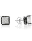 CZ Square Screw-back Stud Earrings, Unisex in Sterling Silver