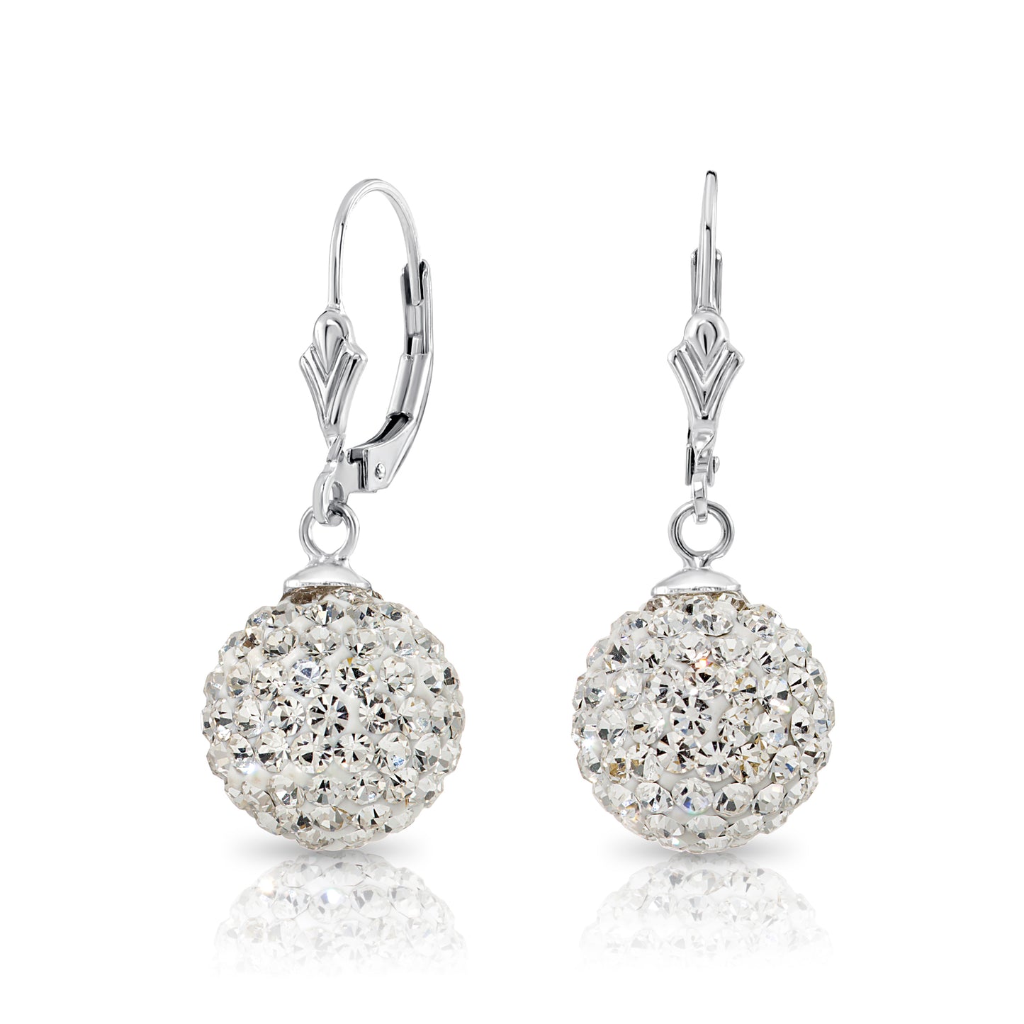 Sterling Silver Crystal Ball French-back Earrings