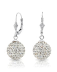 CZ Crystal Ball French-back Dangle Earrings in Sterling Silver