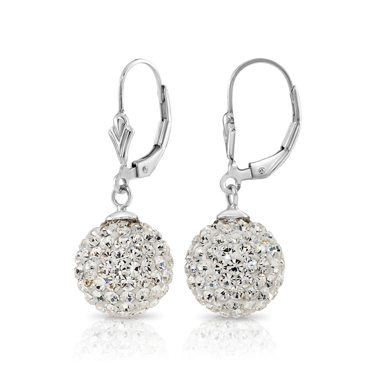 Sterling Silver Crystal Ball French-back Earrings