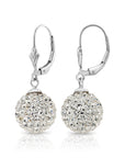 CZ Crystal Ball French-back Dangle Earrings in Sterling Silver