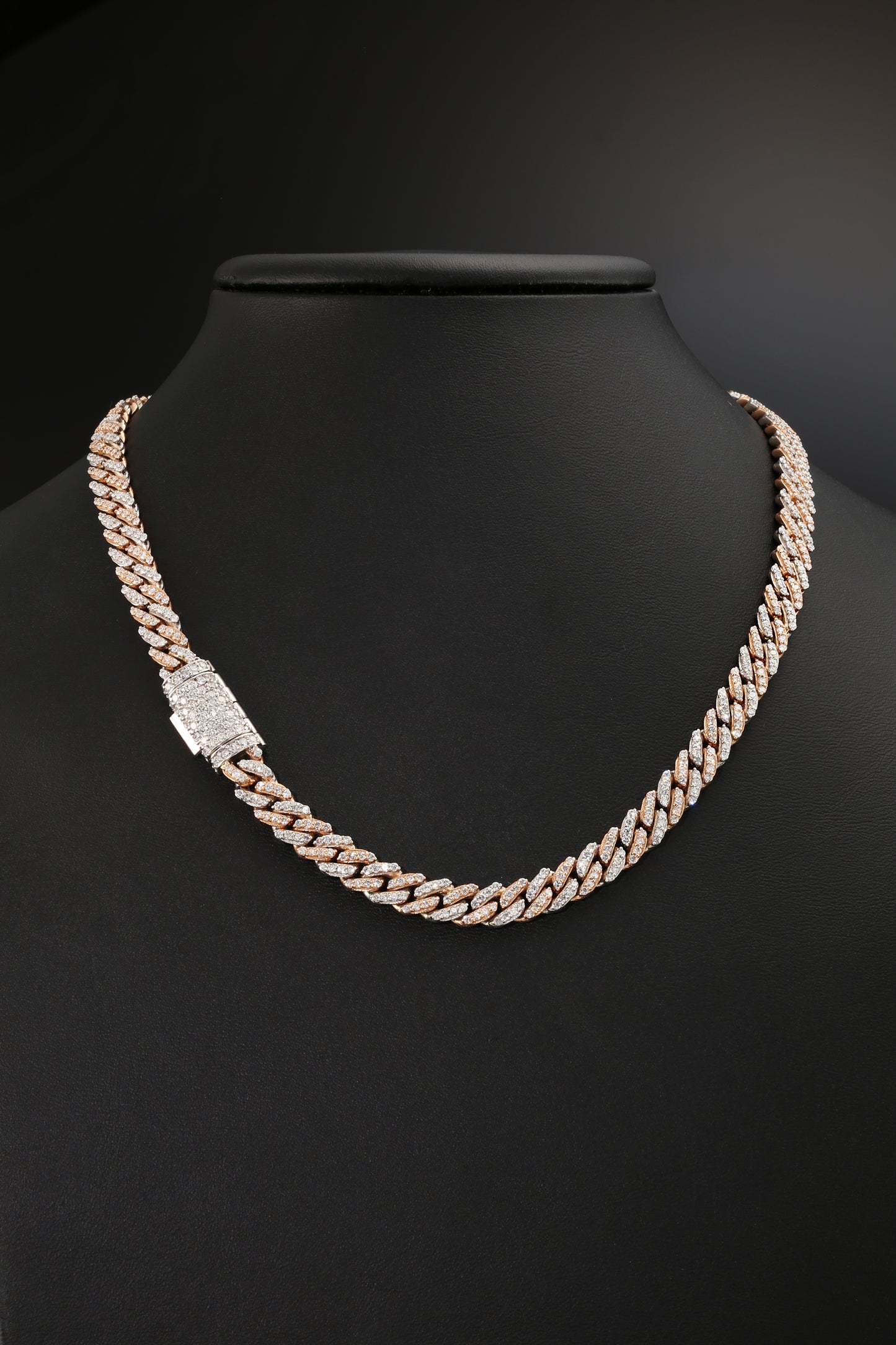 14K White and Rose Gold Two Tone Diamond Necklace, 18"