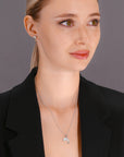 CZ Dolphin Charm Necklace, Tropical Charm Pendant in Sterling Silver