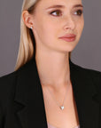 CZ Classic Heart Charm Necklace in Sterling Silver