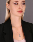 CZ Robot Charm Necklace in Sterling Silver