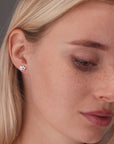 CZ Cat Stud Earrings in Sterling Silver