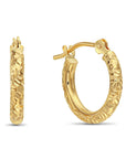 14k Gold Tornado Diamond Cut Hoop Earrings, 0.5 inch
