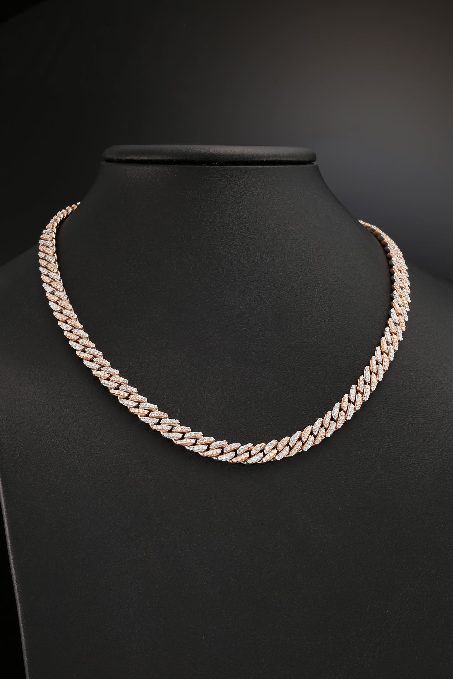 14K White and Rose Gold Two Tone Diamond Necklace, 18"