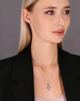 CZ Solitaire Bow Charm Necklace in Sterling Silver