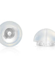 14k White Gold and Cubic Zirconia Stud Earrings, Silicone Pushback