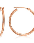 14k Gold X-Pattern Diamond-Cut Hoop Earrings, 1 Inch