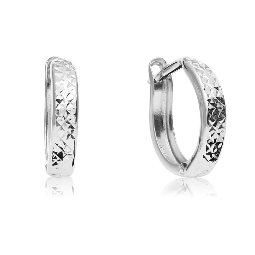 14K Gold Round Diamond-Cut Huggie Hoop Earrings