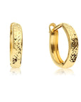 14K Gold Round Diamond Cut Huggie Hoop Earrings