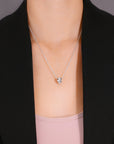 CZ Round Charm Necklace in Sterling Silver