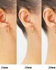 14K Yellow Gold Hoop Earrings with Hand Engraved Tornado Design, 2mm Thin, All Sizes