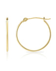 14K Yellow Gold Thin Plain Hoop Earrings, 1mm