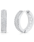 CZ Pave Huggie Hoop Earrings in Sterling Silver