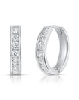 CZ Huggie Hoop Earrings, 16mm in Sterling Silver