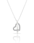 CZ Arrow Heart Charm Necklace in Sterling Silver