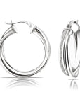 Tangled Glitter Hoop Earrings, 1 Inch in Sterling Silver