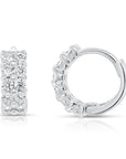 CZ Double Row Huggie Hoop Earrings in Sterling Silver