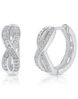 CZ Infinity Huggie Hoop Earrings in Sterling Silver