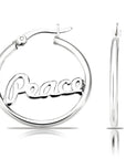 PEACE Hoop Earrings in Sterling Silver