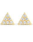 14k Gold Triangle Stud Earrings With Sparkling Cubic Zirconia
