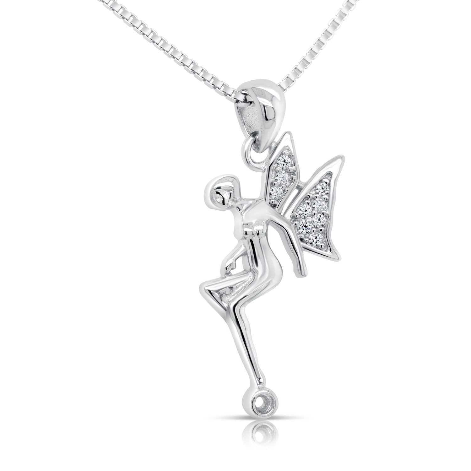 CZ Fairy Charm Necklace in Sterling Silver – Tilo Jewelry®