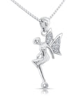 CZ Fairy Charm Necklace in Sterling Silver
