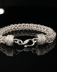 Byzantine Thick Chain Bracelet with S-Hook Clasp, 8", Unisex in Sterling Silver