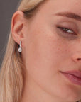 CZ Dangle Flower Earrings in Sterling Silver