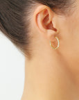 14K Yellow Gold Hoop Earrings with Hand Engraved Tornado Design, 2mm Thin, All Sizes