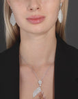 CZ Royal Teardrop Charm Necklace, Bridal Style in Sterling Silver