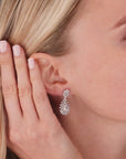CZ Royal Teardrop Stud Earrings, Dangle Bridal Jewelry, Boho in Sterling Silver
