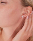 CZ Star and Moon Stud Earrings in Sterling Silver
