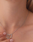 CZ Infinity Heart Charm Necklace in Sterling Silver