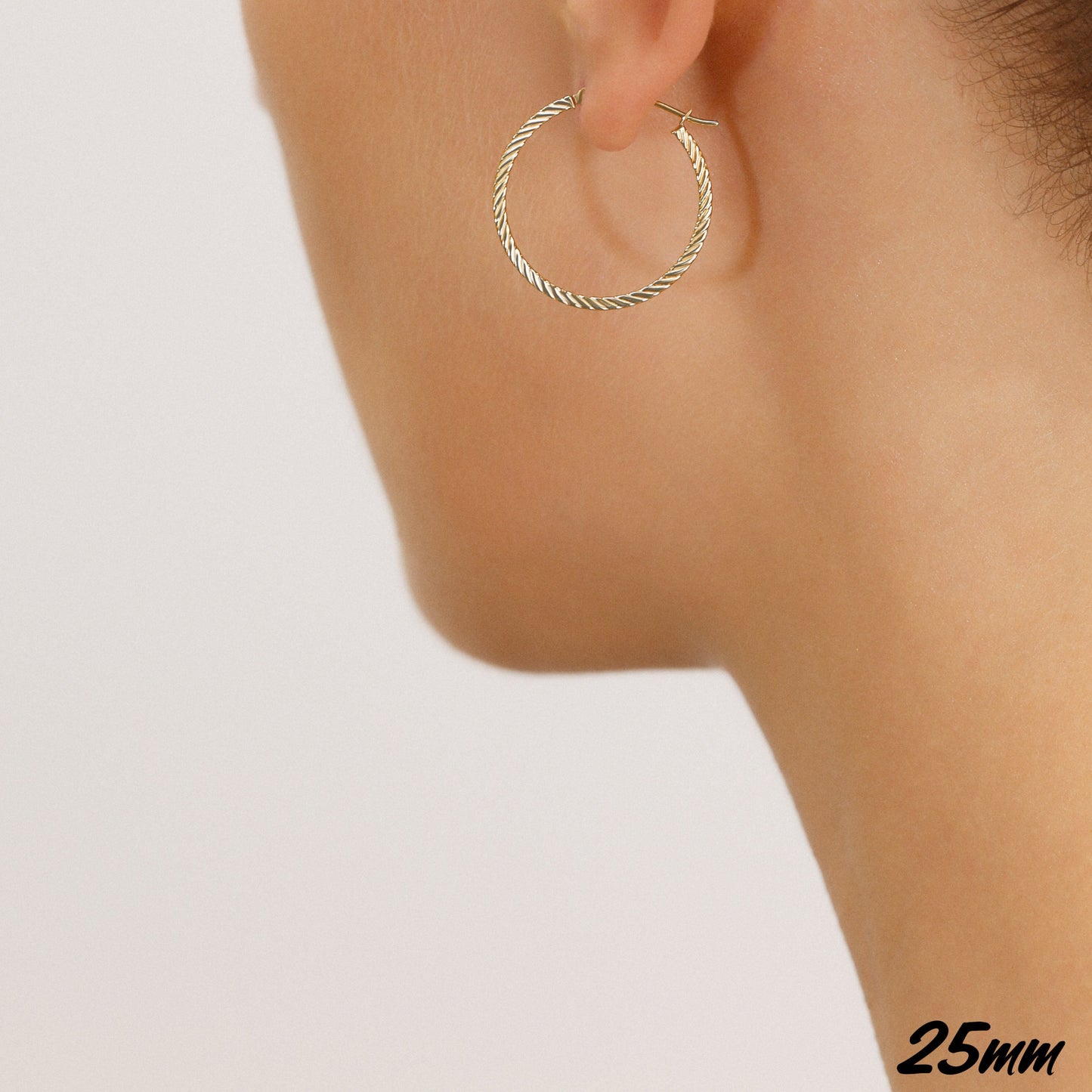 14K Yellow Gold Square Twist Hoop Earrings