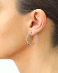Square Tube Hoop Earrings, 1 inch in Sterling Silver