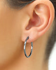 Square Tube Hoop Earrings, 1 inch in Sterling Silver