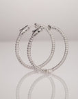 14k White Gold Diamond Hoop Earrings, 1.03 carats
