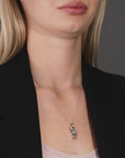 CZ Robot Charm Necklace in Sterling Silver