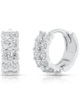 CZ Double Row Huggie Hoop Earrings in Sterling Silver