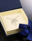 CZ Umbrella Charm Necklace in Sterling Silver