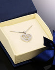 CZ Heart and Love Charm Necklace in Sterling Silver