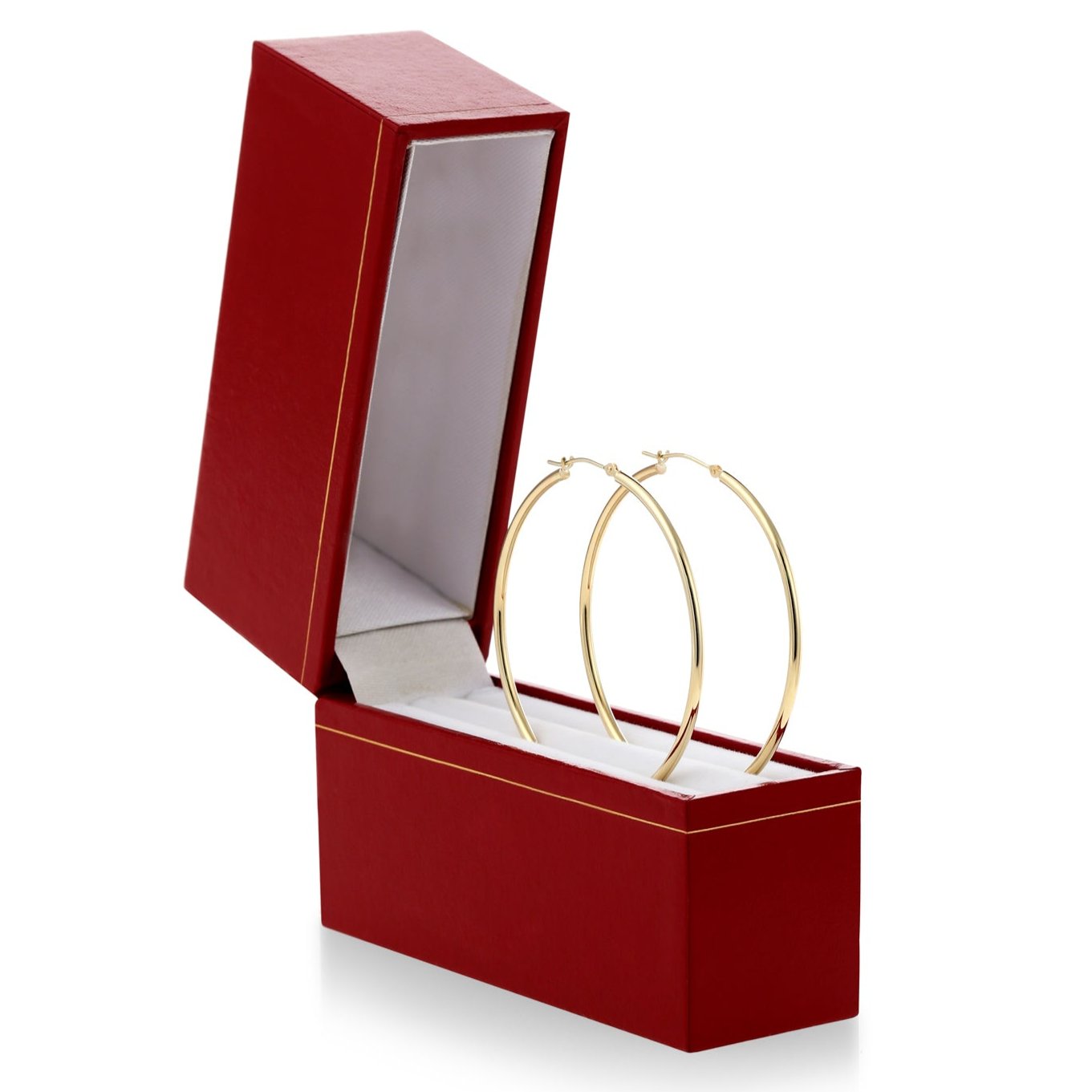 14k Gold Large Hoop Earrings, 2 inch (50mm)