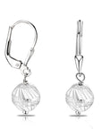 CZ Dangle Ball Earrings with Designs in Sterling Silver