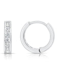 CZ Huggie Hoop Earrings, 16mm in Sterling Silver