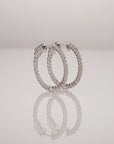 14k White Gold Diamond Hoop Earrings, 1.25 carats