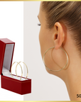 14k Yellow Gold Classic Hoop Earrings, 2mm